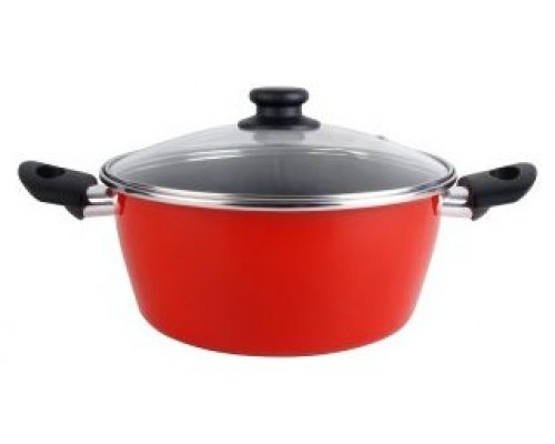 CACEROLA CON TAPA CRISTAL MAGEFESA K2 ROJO 16 ACERO