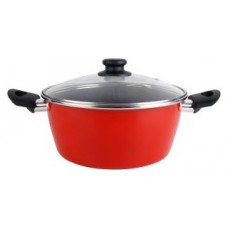 CACEROLA CON TAPA CRISTAL MAGEFESA K2 ROJO 24 ACERO