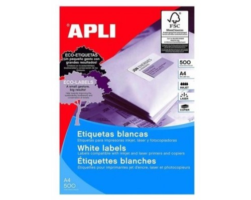 CAJA 500 HOJAS ETIQUETA BLANCA ILC 70X35 01782 APLI (Espera 4 dias)