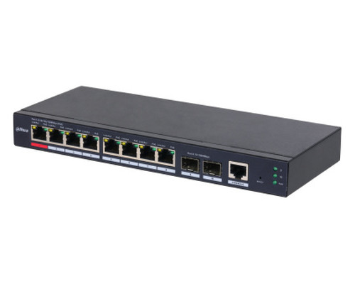 DH-S4210-8GT-110: DAHUA SWITCH GIGABIT GESTIONABLE L2, 10 PUERTOS, 8 RJ45 10/100/1000M POE + 2 SFP 1G, 110W, POE WATCHDOG, 250M POE, 240X104X28MM (Espera 4 dias)