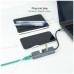 CONVERSOR USB-C ETHERNETGB +3xUSB3.0 GRIS 15 CM