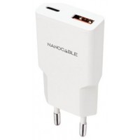 Nanocable Cargador USB-C/PD + USB-A/QC 25W Blanco Nanocable Cargador USB-C/PD + USB-A/QC 25W Blanco