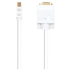 NANOCABLE Cable conversor Mini DP a VGA, Mini DP/M - VGA/M, Blanco, 3.0 M, 3 m, Mini DisplayPort, VGA (D-Sub), Macho, Macho, Derecho