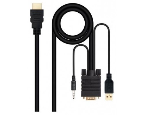 CABLE CONVERSOR HDMI A VGA+JACK3.5+USB-A 1.8 M