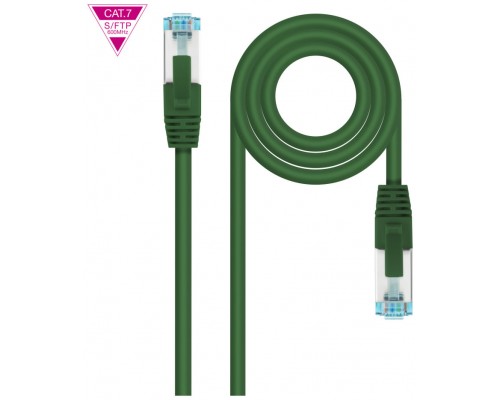 CABLE DE RED LATIGUILLO 600MHZ LSZH SFTP PIMF CAT7 AWG26 0.50 M VERDE NANOCABLE (Espera 4 dias)