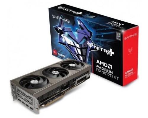 VGA SAPPHIRE NITRO+ RADEON RX 9070 XT GAMING OC,AMD,RX9070XT,16GB,GDDR6,256BIT,2HDMI+2DP (3 VENTILADORES) (Espera 4 dias)