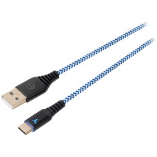 CABLE DE CARGA EGOGEAR SCH10 TYPE-C 3M  TRENZADO BLANCO/AZUL-PS5