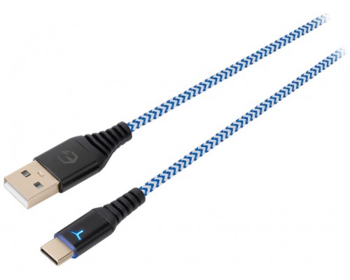 CABLE DE CARGA EGOGEAR SCH10 TYPE-C 3M  TRENZADO BLANCO/AZUL-PS5