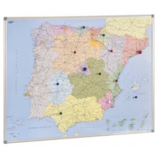 MAPA DE ESPA&Ntilde;A Y PORTUGAL MAGNETICO 103X129 CM. MARCO ALUMINIO FAIBO 153T (Espera 4 dias)
