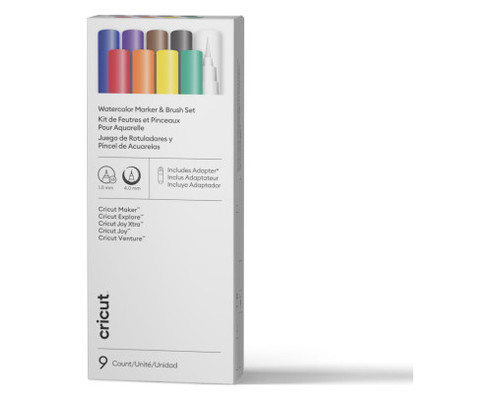 CRICUT SET DE ROTULADORES Y PINCEL DE ACUARELA  (9 UD.) + ADAPTADOR (Espera 4 dias)