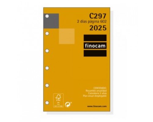 RECAMBIO ANUAL 2025 C297 CLASSIC602 73X114MM 2 DIAS PAGINA FINOCAM 201280025 (Espera 4 dias)