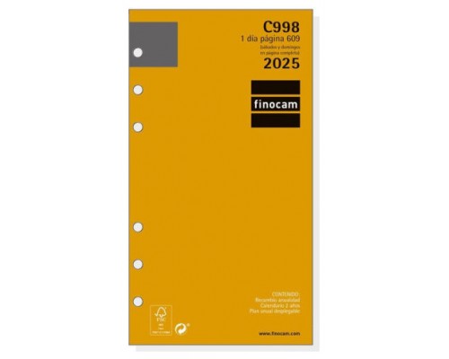 RECAMBIO ANUAL 2025 C998 CLASSIC609 94X171MM DIA PAGINA FINOCAM 201330025 (Espera 4 dias)