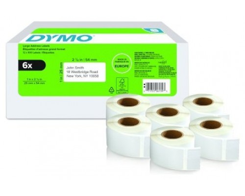 PACK 6 ROLLOS LW ETIQUETAS 25X54MM DYMO 2177564 (Espera 4 dias)