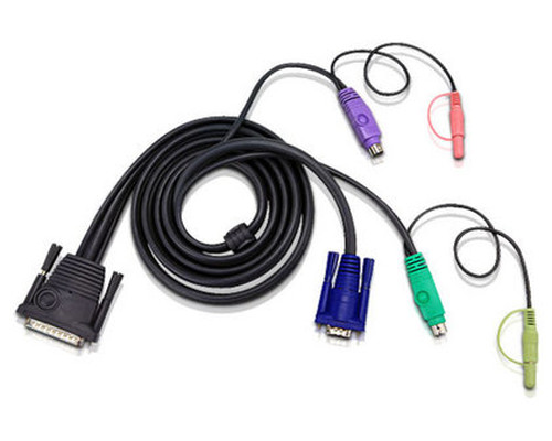 Aten 2L1701P cable para video, teclado y rat&oacute;n (kvm) Negro 1,8 m (Espera 4 dias)