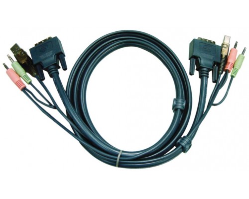 Aten 6ft USB DVI-D Single Link cable para video, teclado y ratón (kvm) Negro 1,8 m (Espera 4 dias)