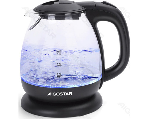 MINI HERVIDOR ELECTRICO DE VIDRIO 2200W 1L NEGRO AIGOSTAR (Espera 4 dias) MINI HERVIDOR ELECTRICO DE VIDRIO 2200W 1L NEGRO AIGOSTAR (Espera 4 dias)