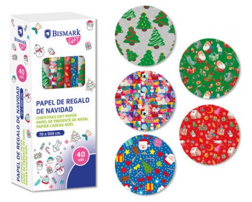 PAPEL DE REGALO NAVIDAD JUGUETES 70X500 CM BISMARK 332996 (MIN40) (Espera 4 dias)