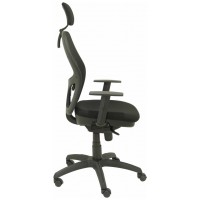 PIQUERAS Y CRESPO Silla Jorquera malla negra asiento bali negro cabecero regulable