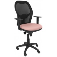 PIQUERAS Y CRESPO Silla Jorquera malla negra asiento bali rosa palido