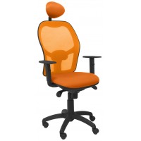 PIQUERAS Y CRESPO Silla Jorquera malla naranja asiento bali naranja con cabecero fijo