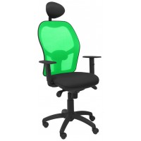 PIQUERAS Y CRESPO Silla Jorquera malla verde asiento bali negro con cabecero fijo