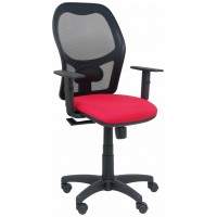 PIQUERAS Y CRESPO Silla Alocen malla negra asiento bali rojo brazos regulables