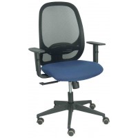 PIQUERAS Y CRESPO Silla Cilanco negra malla negra asiento bali azul marino brazo regulable