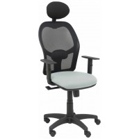 PIQUERAS Y CRESPO Silla Alocen malla negra asiento bali gris claro brazos regulables cabecero fijo