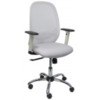PIQUERAS Y CRESPO Silla Cilanco blanca malla blanca asto similpiel gris brazo reg. base crom RP