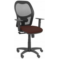 PIQUERAS Y CRESPO Silla Alocen malla negra asiento bali marron oscuro brazos regulables PIQUERAS Y CRESPO Silla Alocen malla negra asiento bali marron oscuro brazos regulables