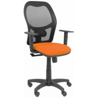 PIQUERAS Y CRESPO Silla Alocen malla negra asiento bali naranja brazos regulables