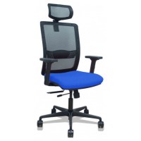 PIQUERAS Y CRESPO Silla Haches traslack malla negra asiento bali azul brazos 2D ruedas 65mm cabecero regulable