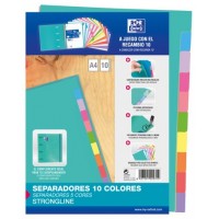 SEPARADORES CARTULINA STRONGLINE A4 10 POSICIONES - 10 COLORES OXFORD 400149957 (Espera 4 dias)