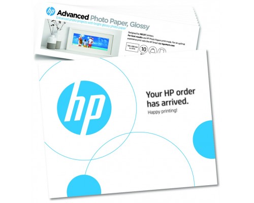 HP Papel fotografico Advanced, brillante, 65 libras, 4 x 12 pulgadas (101 x 305 mm), 10 hojas