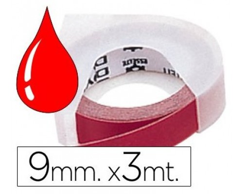 DYMO Cinta RELIEVE 9mm X 3mt para rotuladora Omega/junior color Rojo