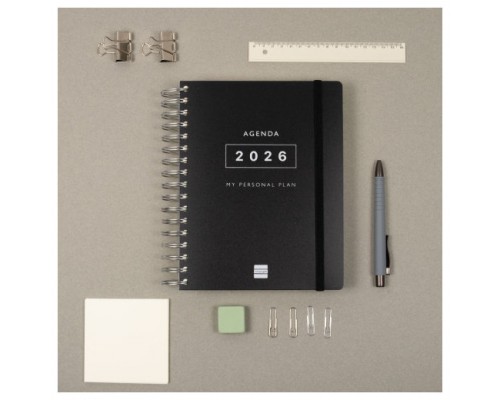 AGENDA 2026 TEMPUS 1/4 155X217MM DIA PAGINA NEGRO FINOCAM 626306026 (Espera 4 dias)