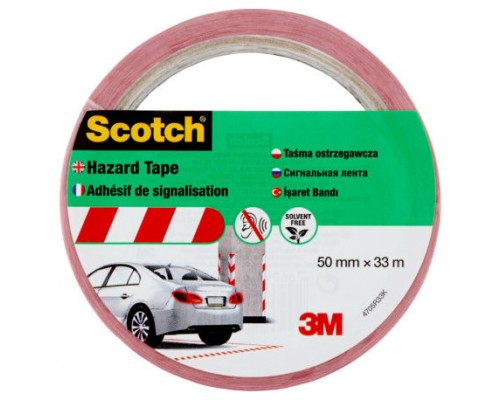 ROLLO CINTA ADHESIVA DE SEÑALIZACIÓN 4705 BLANCA Y ROJA 50MM X 33M SCOTCH 7100181226 (Espera 4 dias)