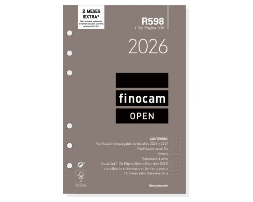 RECAMBIO ANUAL 2026 R598 OPEN500 117X181MM DIA PAGINA FINOCAM 711670026 (Espera 4 dias)
