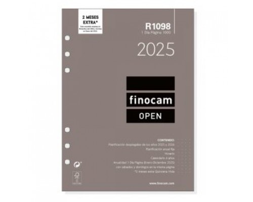 RECAMBIO ANUAL 2025 R1098 OPEN1000 155X215MM DIA PAGINA FINOCAM 711680025 (Espera 4 dias)