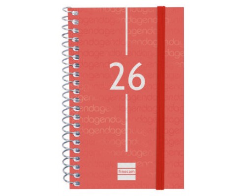 AGENDA 2026 BASIC YEAR E3 79X127MM SEMANA VISTA HORIZONTAL ROJO FINOCAM 741423026 (Espera 4 dias)