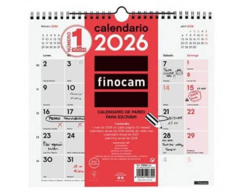 CALENDARIO 2026 NEUTRO PARED ESCRIBIR M 265X245MM FINOCAM 780060026 (Espera 4 dias)