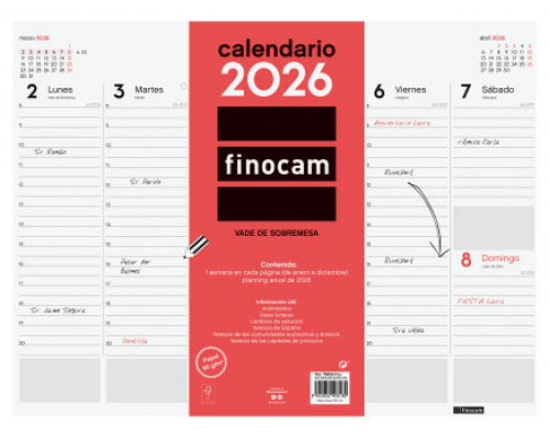 VADE 2026 ENCOLADO SEMANA VISTA VERTICAL 420X310MM FINOCAM 780240026 (Espera 4 dias)