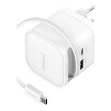 Intenso Cargador GaN W65ACIC retr&aacute;ctil Blanco