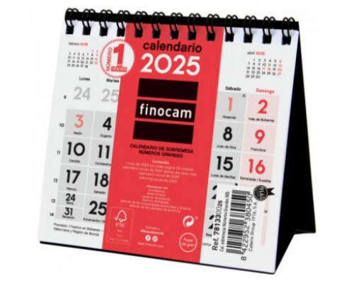 CALENDARIO 2025 SOBREMESA NEUTRO NUMEROS GRANDES XXS 110X100MM FINOCAM 781330025 (Espera 4 dias)