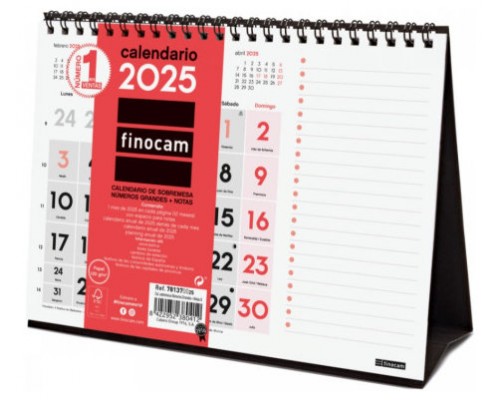 CALENDARIO 2025 SOBREMESA NEUTRO NUMEROS GRANDES+NOTAS S 210X150MM FINOCAM 781370025 (Espera 4 dias)