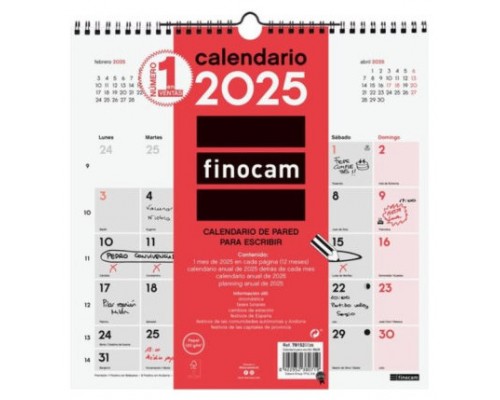 CALENDARIO 2025 NEUTRO PARED ESCRIBIR 300X300MM FINOCAM 781520025 (Espera 4 dias)