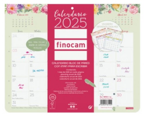 CALENDARIO 2025 PARED IMAN TRENDY DESIGN ESCRIBIR 250X200MM FINOCAM 787510125 (Espera 4 dias)