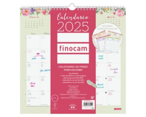 CALENDARIO 2025 PARED TRENDY DESIGN ESCRIBIR 300x300MM FINOCAM 787530125 (Espera 4 dias)