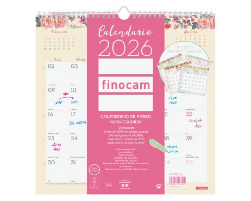 CALENDARIO 2026 PARED TRENDY DESIGN ESCRIBIR 300x300MM FINOCAM 787530126 (Espera 4 dias)