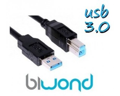 CABLE USB 3.0 - 3M BIWOND, TIPO A/M-B/M, NEGRO (Espera 2 dias)